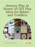 Book cover with text 'Sensory Play At Home: 10 DIY Play Ideas for Babies and Toddlers' and a Play mat illustration.
